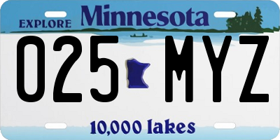 MN license plate 025MYZ