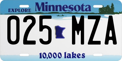 MN license plate 025MZA