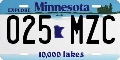 MN license plate 025MZC
