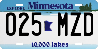 MN license plate 025MZD