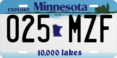 MN license plate 025MZF