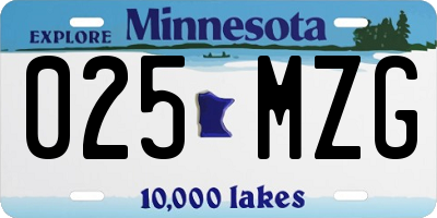MN license plate 025MZG