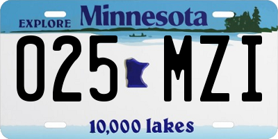 MN license plate 025MZI