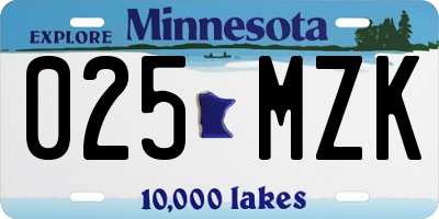 MN license plate 025MZK