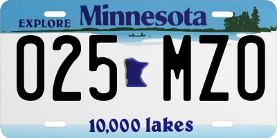 MN license plate 025MZO