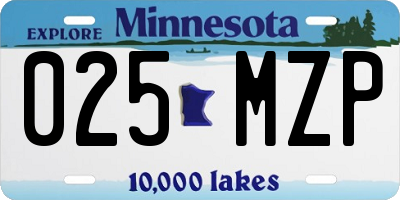 MN license plate 025MZP
