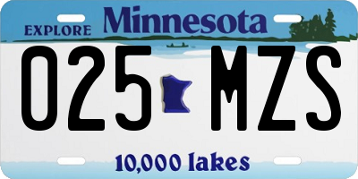 MN license plate 025MZS