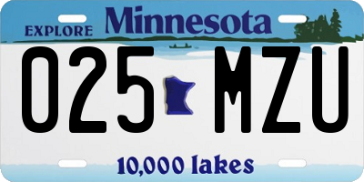 MN license plate 025MZU