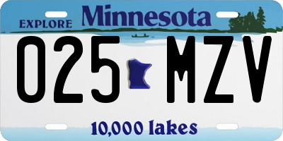 MN license plate 025MZV