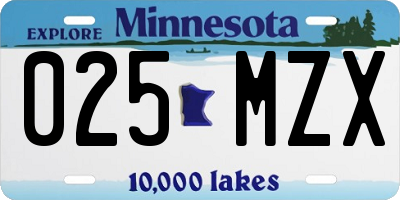 MN license plate 025MZX