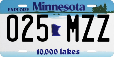 MN license plate 025MZZ