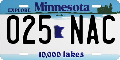 MN license plate 025NAC