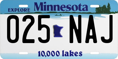 MN license plate 025NAJ
