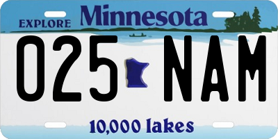 MN license plate 025NAM