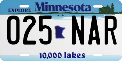 MN license plate 025NAR