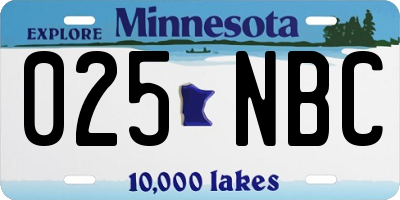 MN license plate 025NBC