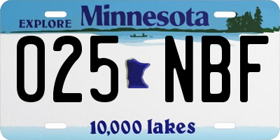 MN license plate 025NBF