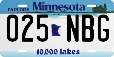 MN license plate 025NBG