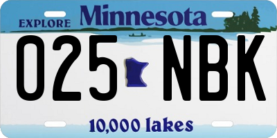 MN license plate 025NBK