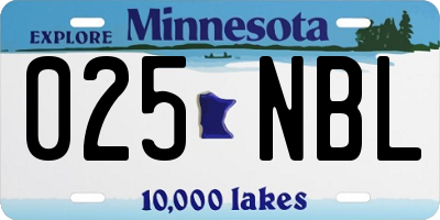 MN license plate 025NBL