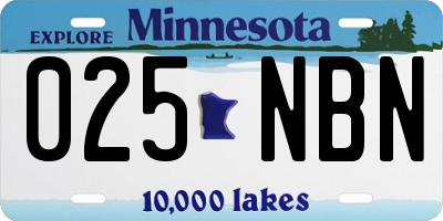 MN license plate 025NBN