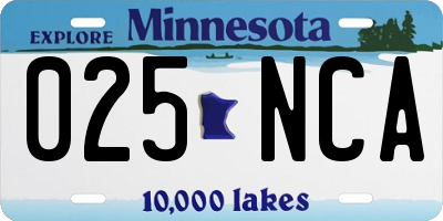 MN license plate 025NCA