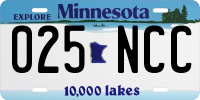 MN license plate 025NCC