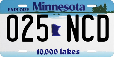 MN license plate 025NCD