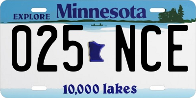 MN license plate 025NCE