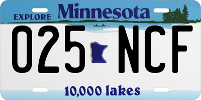 MN license plate 025NCF