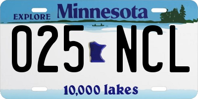 MN license plate 025NCL