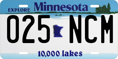 MN license plate 025NCM