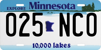 MN license plate 025NCO