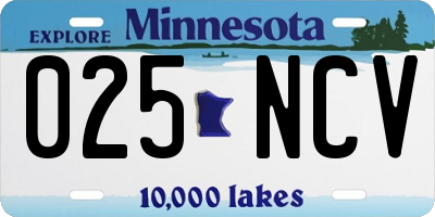 MN license plate 025NCV