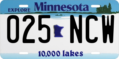 MN license plate 025NCW