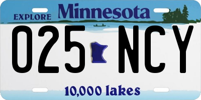 MN license plate 025NCY