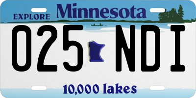 MN license plate 025NDI