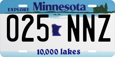 MN license plate 025NNZ