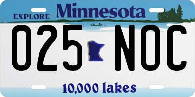 MN license plate 025NOC