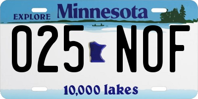 MN license plate 025NOF