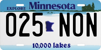 MN license plate 025NON