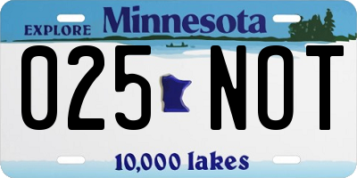 MN license plate 025NOT