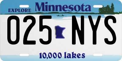 MN license plate 025NYS