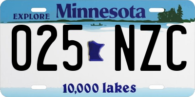 MN license plate 025NZC
