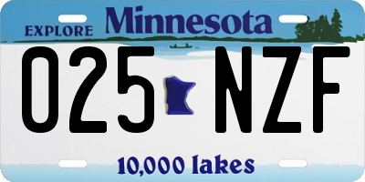 MN license plate 025NZF