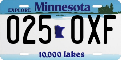 MN license plate 025OXF