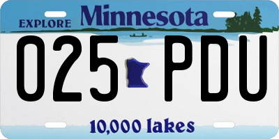 MN license plate 025PDU