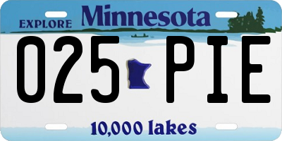 MN license plate 025PIE