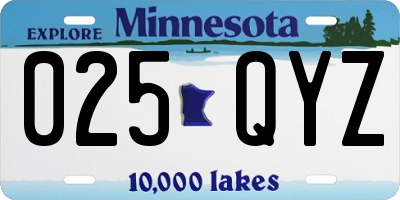 MN license plate 025QYZ