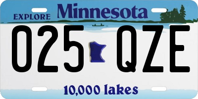 MN license plate 025QZE